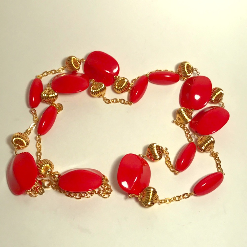 Gold Tone Tomato Stone Necklace - Joan Rivers